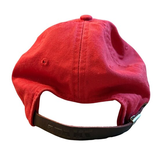 Red Adams Baseball Cap Embroidered Bear Design Adjustable Strapback - Picture 2 of 3